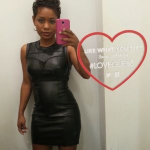Leather and Sheer little black Guess dress